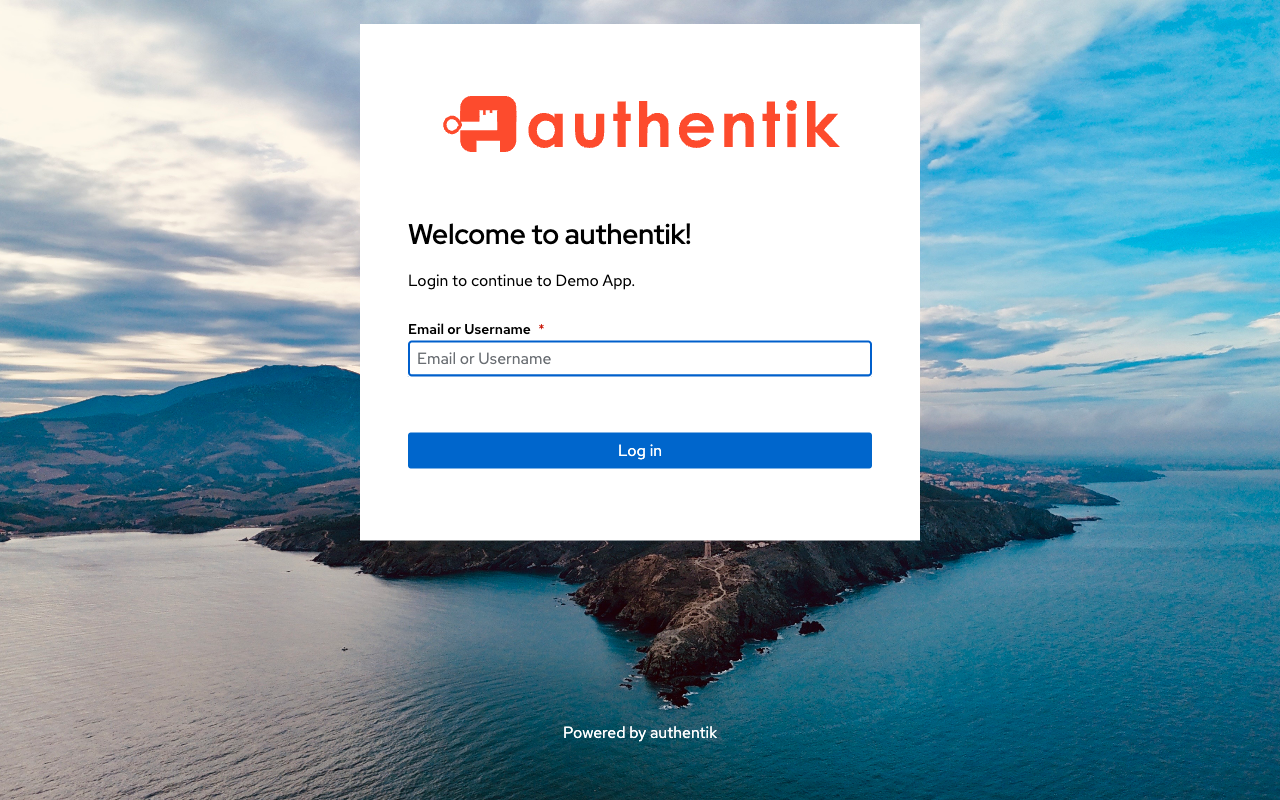 Authentik login page after forward auth redirect